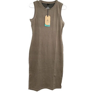 prAna Women's Becksa Dress Size Small in Mink Heather Ribbed Sleeveless Sheath